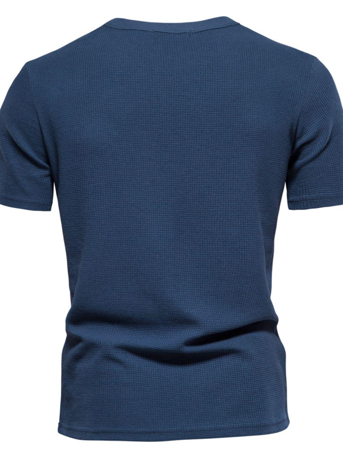 Men's Waffle-Knit Short Sleeve T-Shirt - Clothes For Her Online Store
