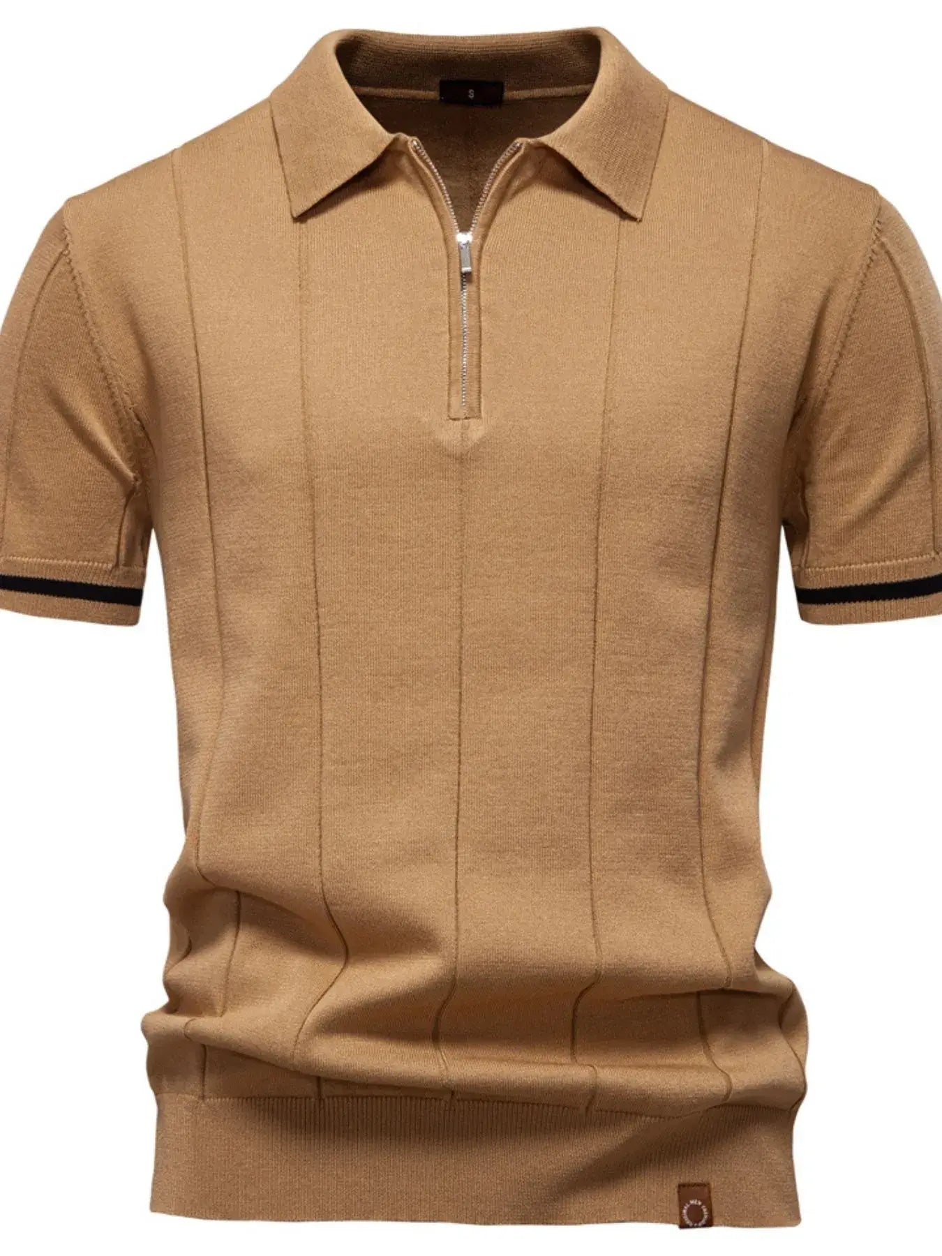 Men's Classic Zip-Neck Knitted Polo Shirt