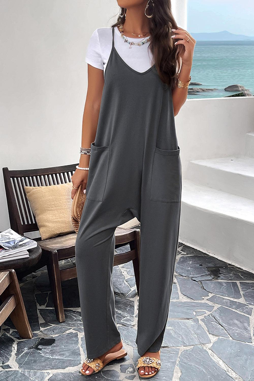 Devine Pocketed Spaghetti Strap Overalls - Clothes For Her Online Store