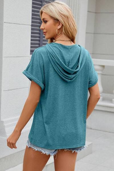 Florira Hooded Short Sleeve T-Shirt - Clothes For Her Online Store