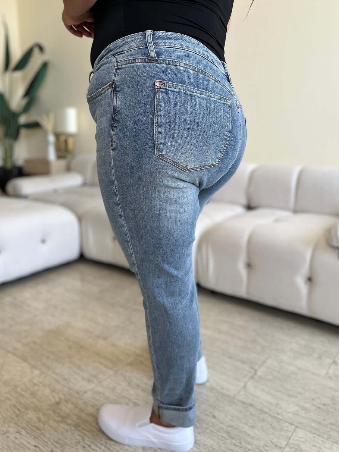 Judy Blue Full Size High Waist Cuff Hem Jeans - Clothes For Her Online Store