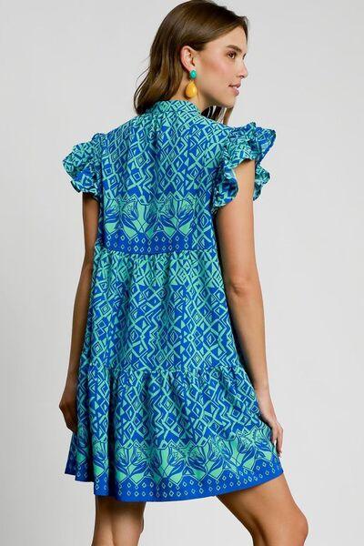 Umgee Full Size Mixed Print Mini Dress Plus Size - Clothes For Her Online Store