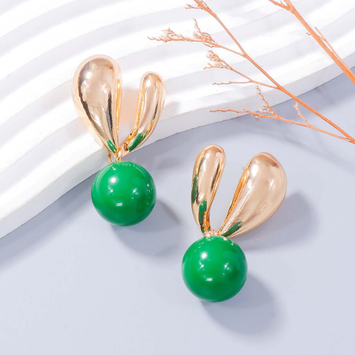 Alloy Drip Oil Bunny Earrings - Clothes For Her Online Store