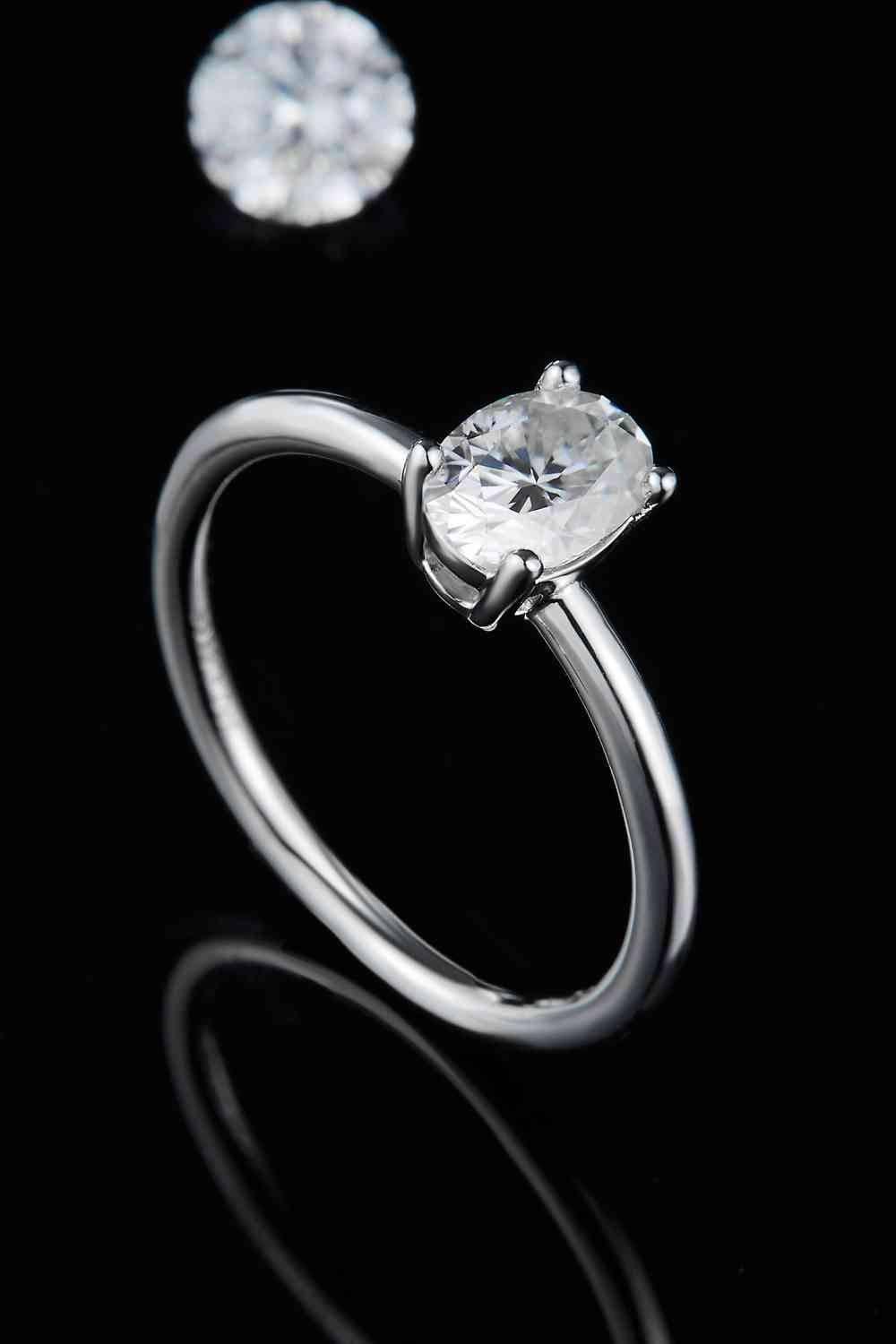 1 Carat Moissanite 925 Sterling Silver Solitaire Ring - Clothes For Her Online Store