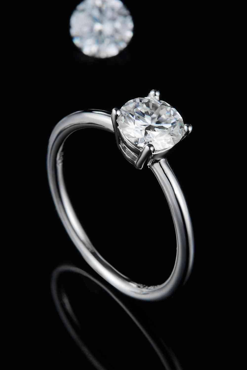 1 Carat Moissanite 925 Sterling Silver Solitaire Ring - Clothes For Her Online Store