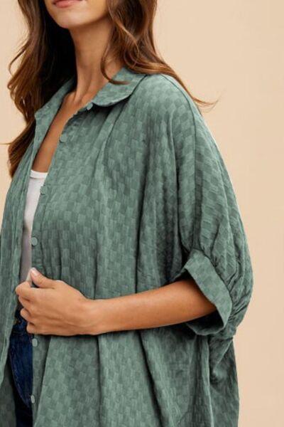 Annie Wear Checkered Button Up Half Sleeve Shirt - Clothes For Her Online Store