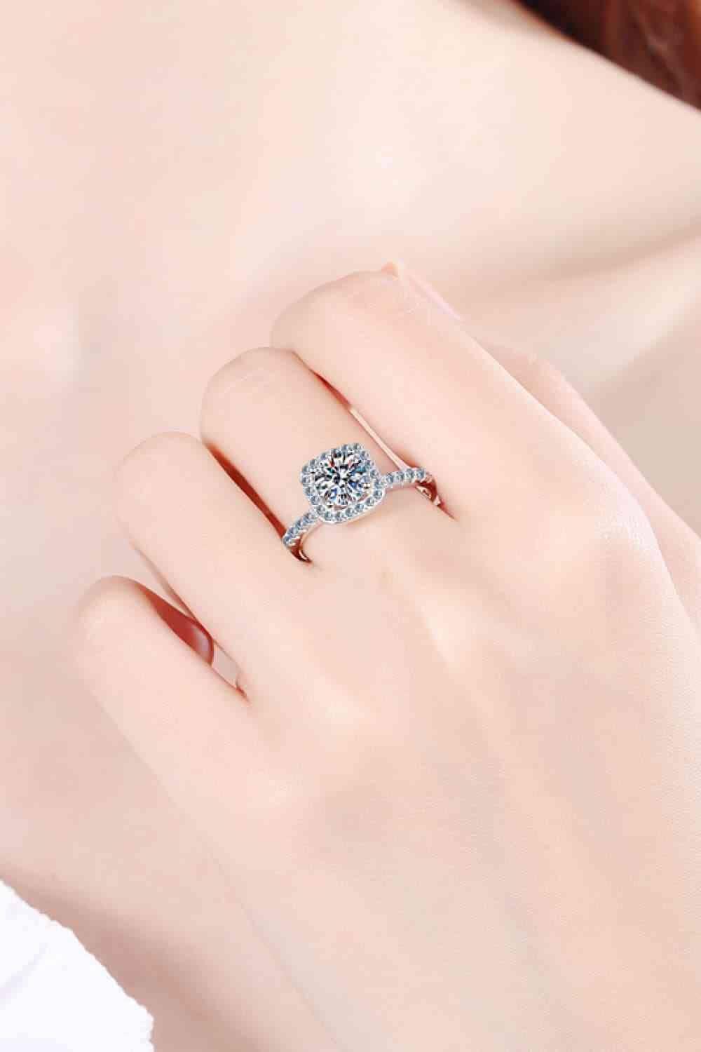 2 Carat Moissanite Square Halo Ring - Clothes For Her Online Store