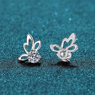 1 Carat Moissanite Butterfly Shape Earrings - Clothes For Her Online Store