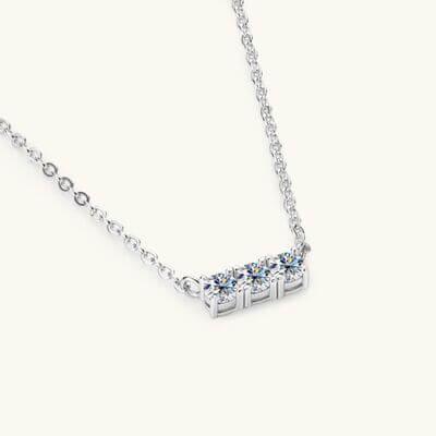 925 Sterling Silver Inlaid Moissanite Bar Necklace - Clothes For Her Online Store