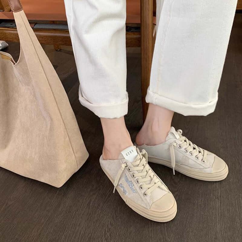 Star Round Toe Lace Up Sneakers - Clothes For Her Online Store