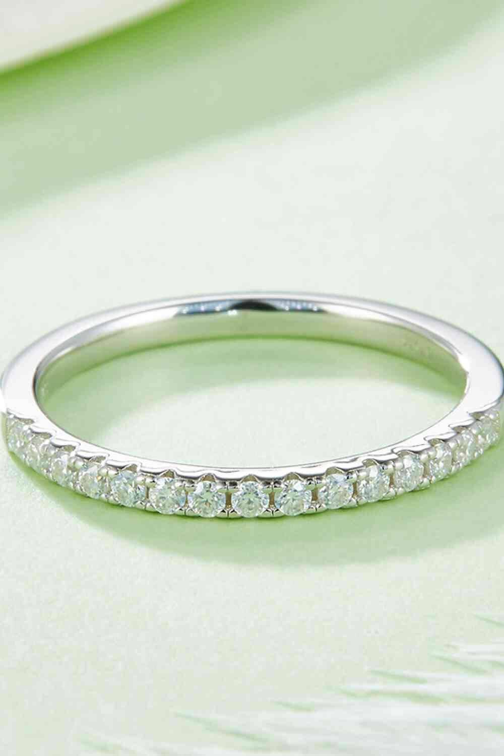 Moissanite Platinum-Plated Half-Eternity Ring - Clothes For Her Online Store