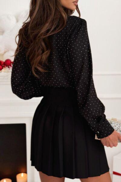 Button Down Rhinestone Decor Long Sleeve Shirt - Clothes For Her Online Store