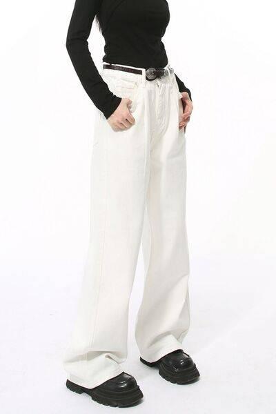 Wide Leg Jeans with Pockets - Clothes For Her Online Store