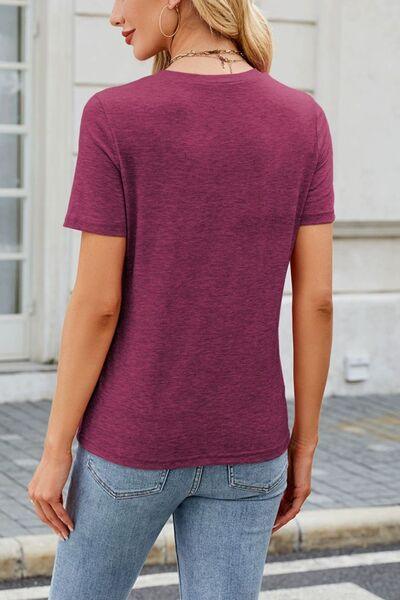 Round Neck Short Sleeve T-Shirt - Clothes For Her Online Store