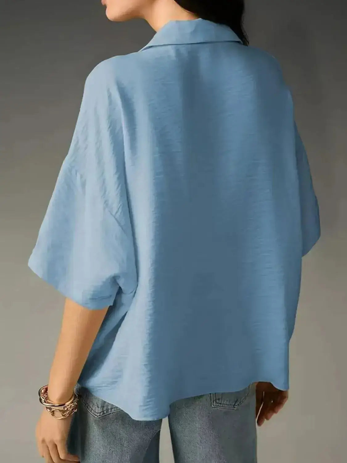 Collared Neck Half Sleeve Blouse - Clothes For Her Online Store