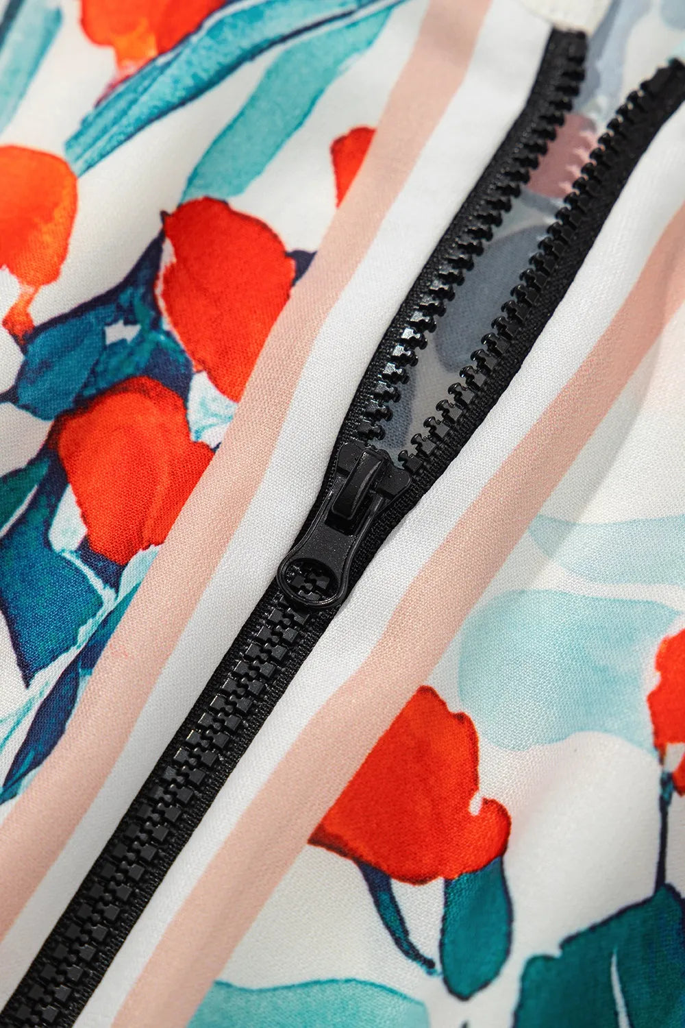 Floral Print Zipper Ruffled Short Sleeve High Waist Mini Dress