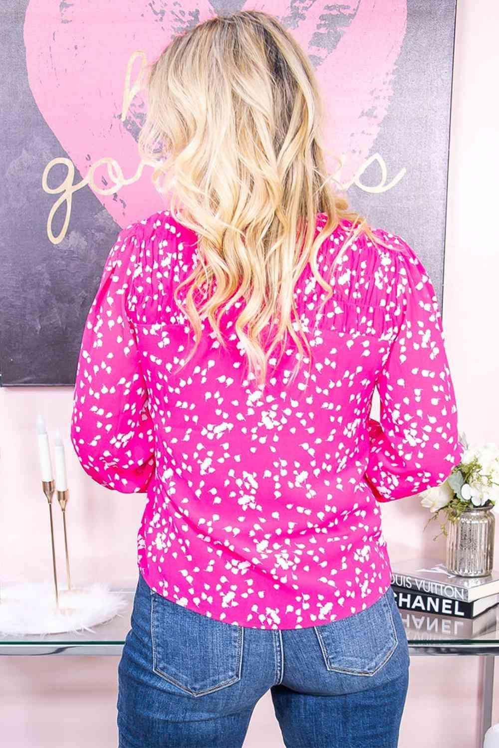 Plus Size Notched Neck Smocked Blouse - Clothes For Her Online Store