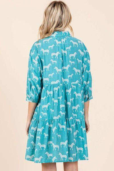 Mittoshop Zebra Print Button Down Shirt Mini Dress - Clothes For Her Online Store