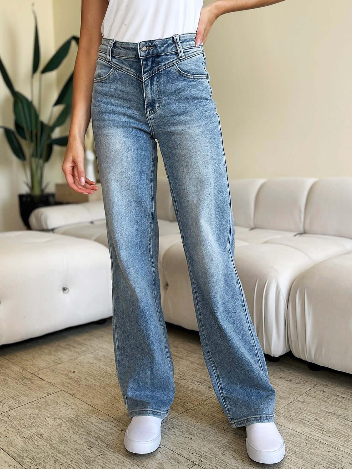 Judy Blue Full Size High Waist Wide Leg Jeans - Clothes For Her Online Store