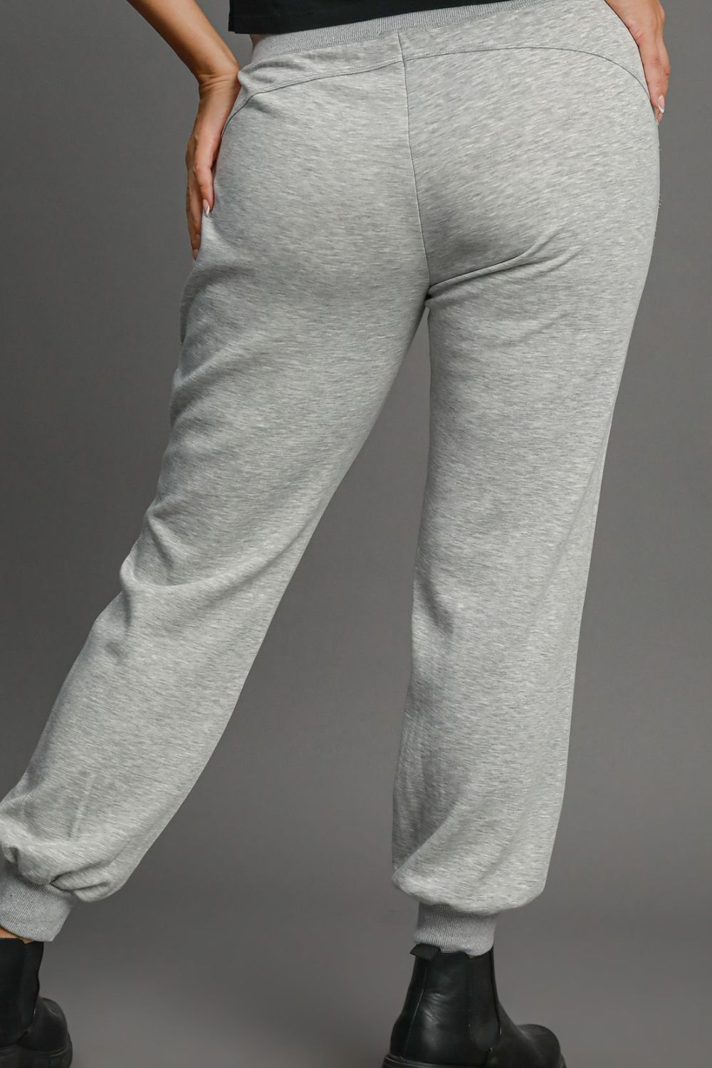 Umgee Full Size High Rise Elastic Waist Knit Joggers with Pockets Plus Size - Clothes For Her Online Store