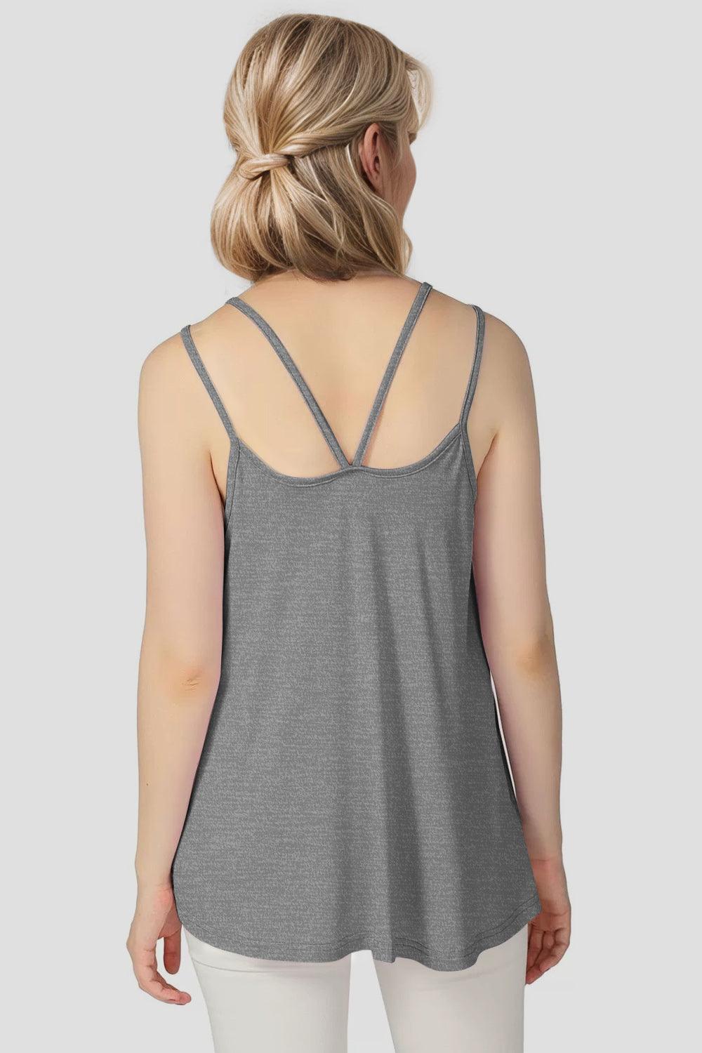 Basic Bae Bamboo Scoop Neck Double Spaghetti Straps Cami - Clothes For Her Online Store