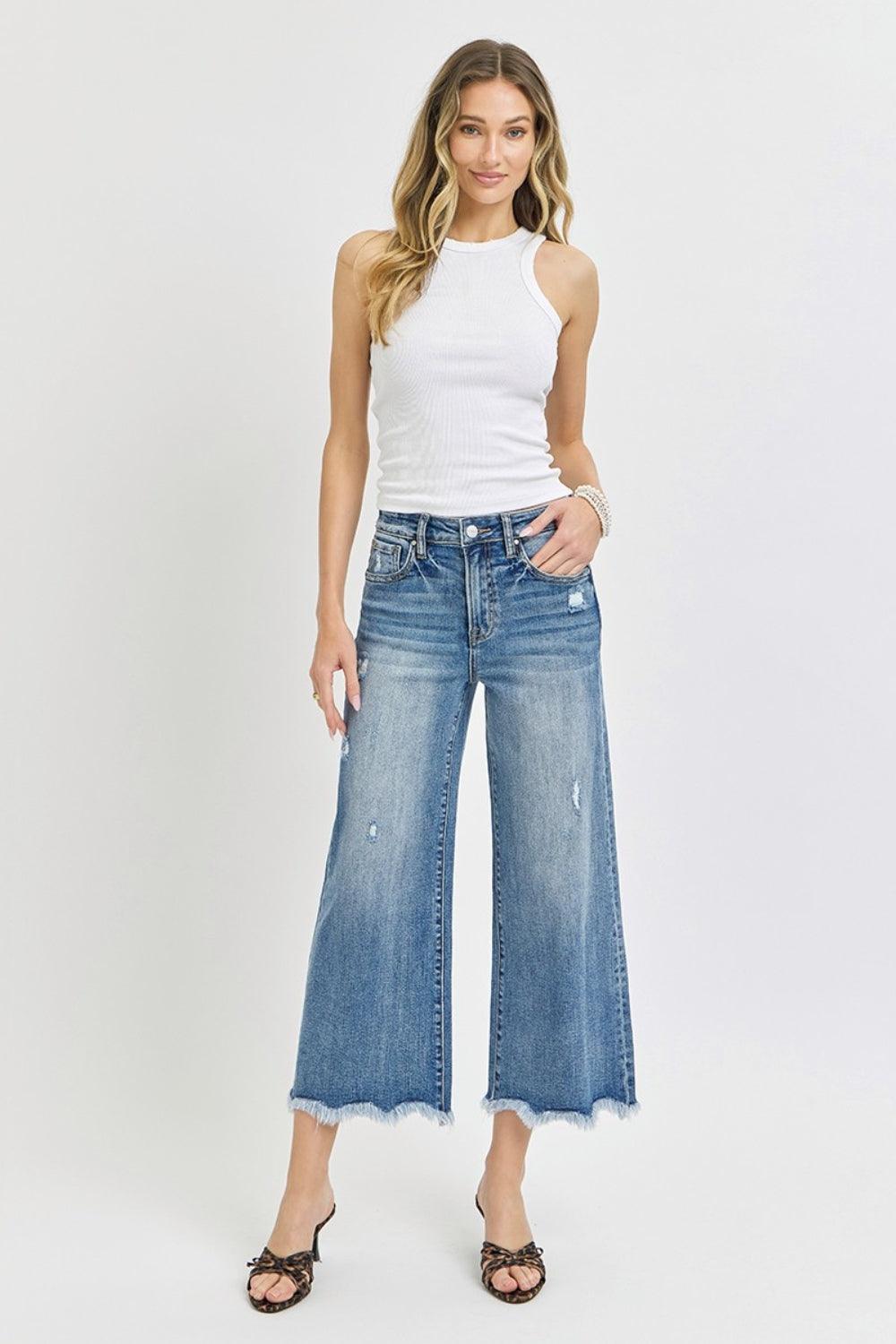 Risen High Rise Cropped Flare Jeans - Clothes For Her Online Store