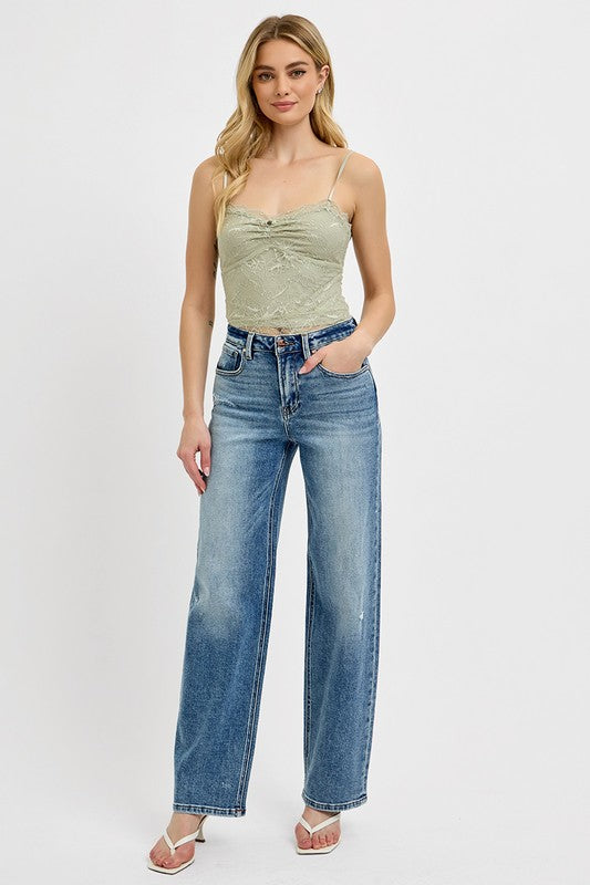 RISEN Full Size Distressed Wide Leg Jeans Plus Size - Clothes For Her Online Store