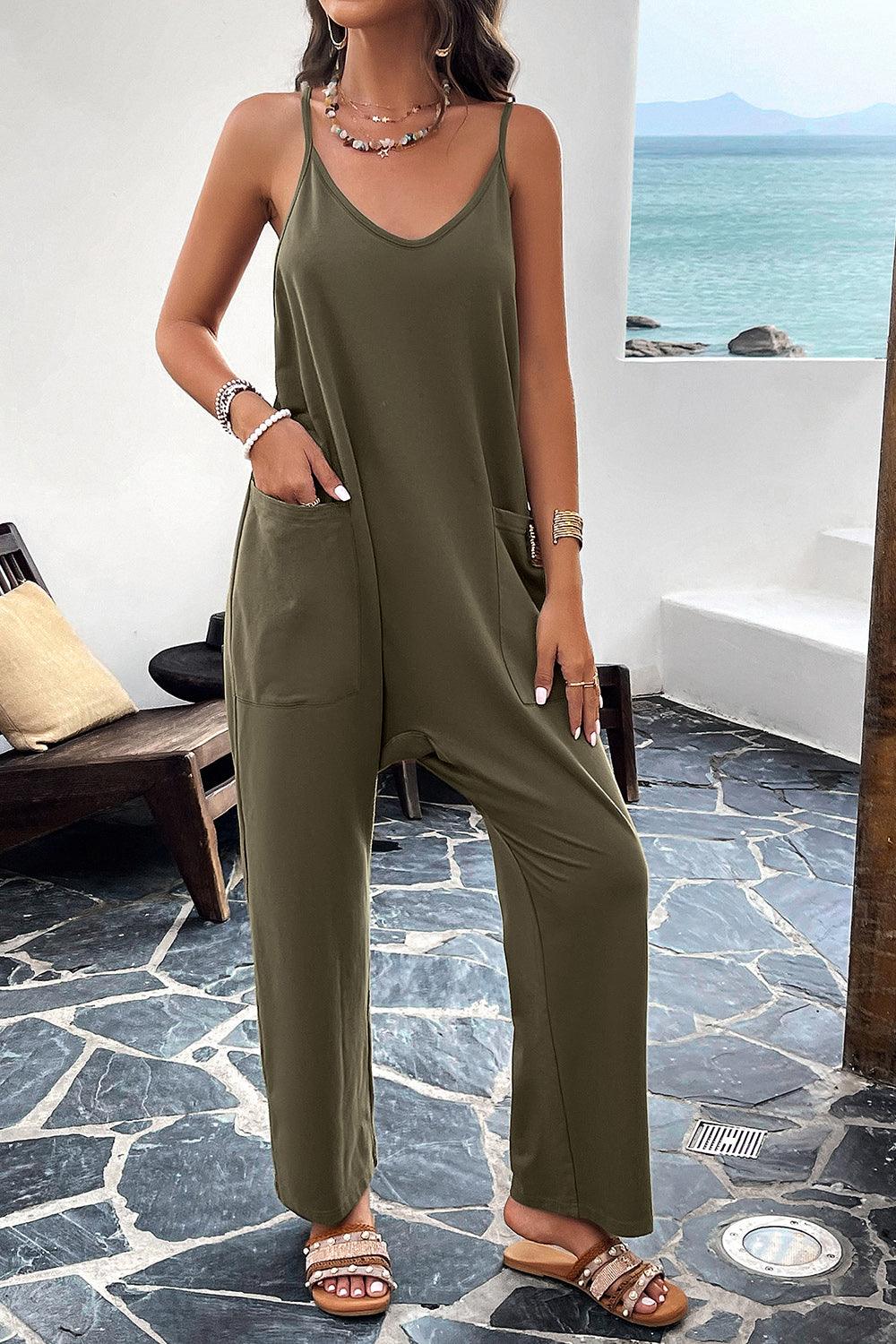 Devine Pocketed Spaghetti Strap Overalls - Clothes For Her Online Store
