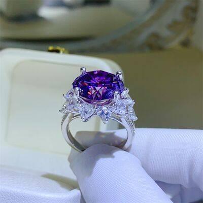 10 Carat Moissanite 925 Sterling Silver Flower Shape Ring - Clothes For Her Online Store
