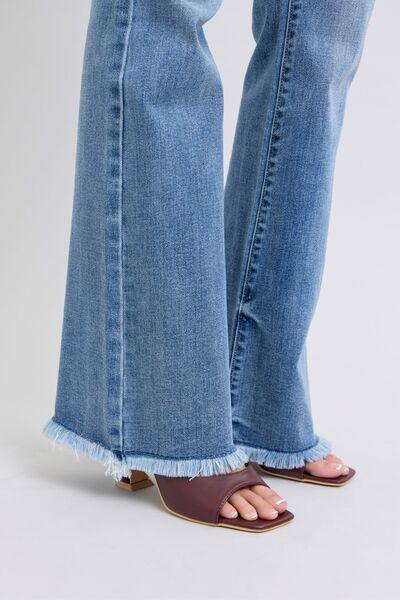 Judy Blue Full Size Raw Hem High Rise Bootcut Jeans - Clothes For Her Online Store