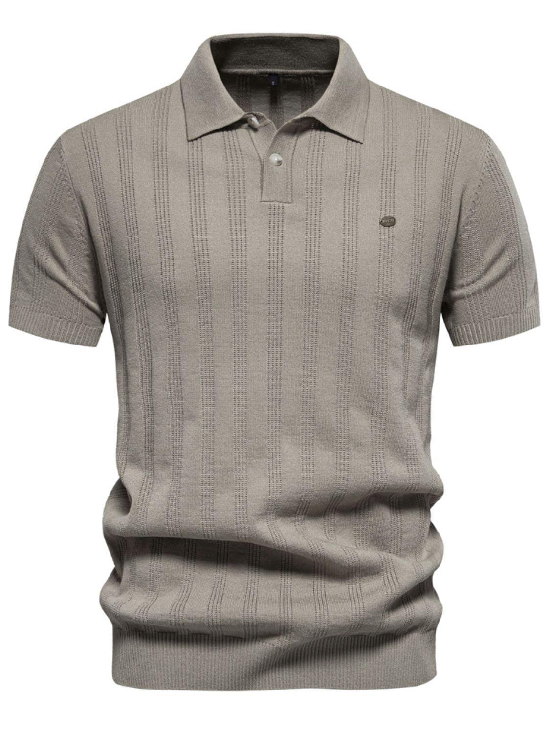 Men's Collared Neck Short Sleeve Knit Polo - Clothes For Her Online Store