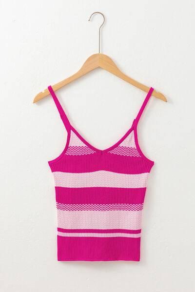 Color Block V-Neck Sweater Cami - Clothes For Her Online Store