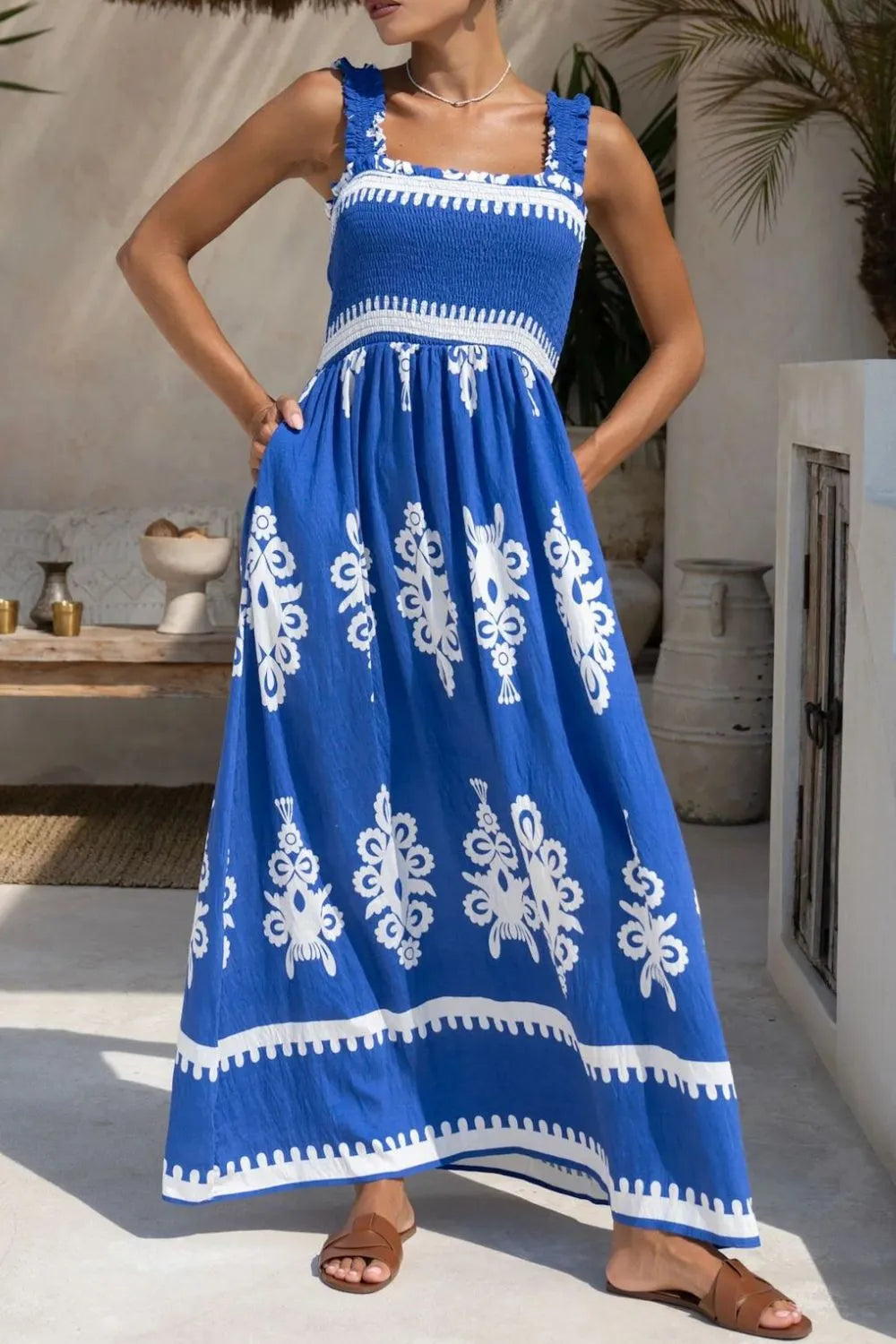 Printed Square Neck Cami Dress