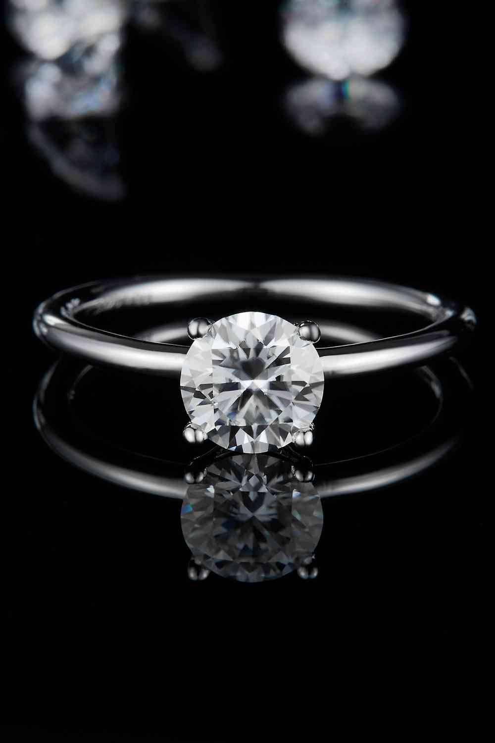 1 Carat Moissanite 925 Sterling Silver Solitaire Ring - Clothes For Her Online Store