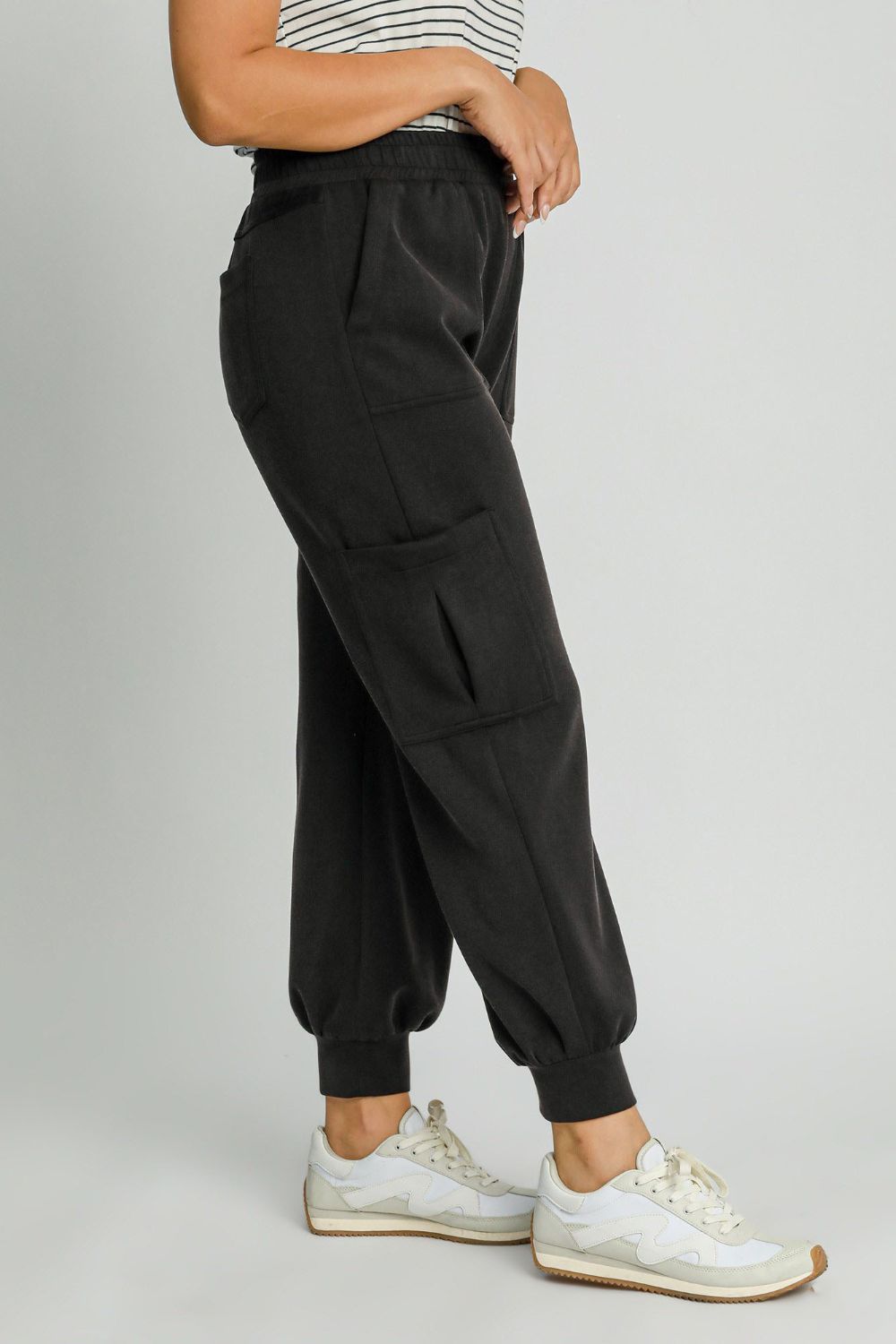 Umgee Full Size Mineral Washed Elastic Waist Cargo Pants Plus Size - Clothes For Her Online Store