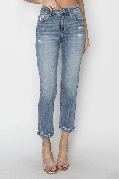 RISEN Full Size High Waist Distressed Cropped Jeans - Clothes For Her Online Store