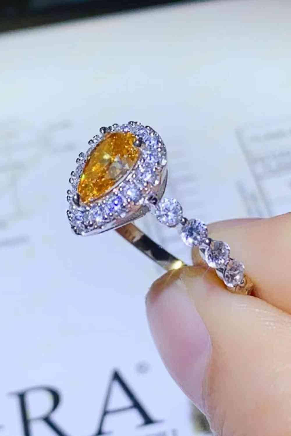 1 Carat Moissanite Contrast Teardrop Ring - Clothes For Her Online Store