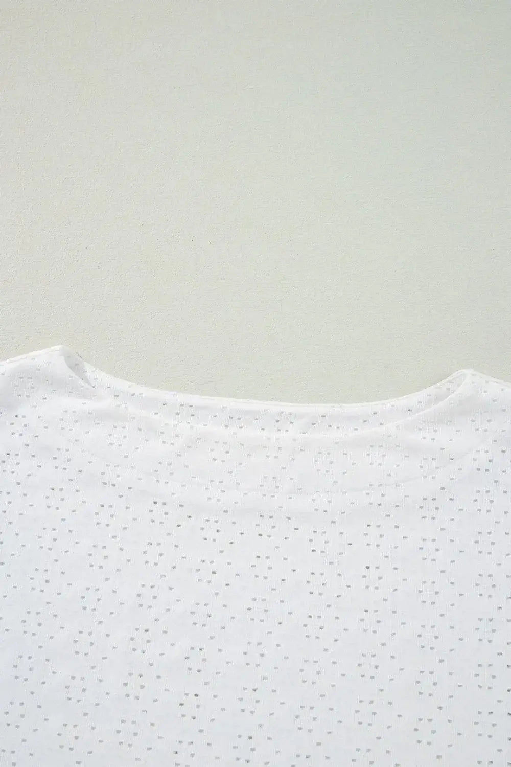 Eyelet Pattern Boat Neck Casual Tee
