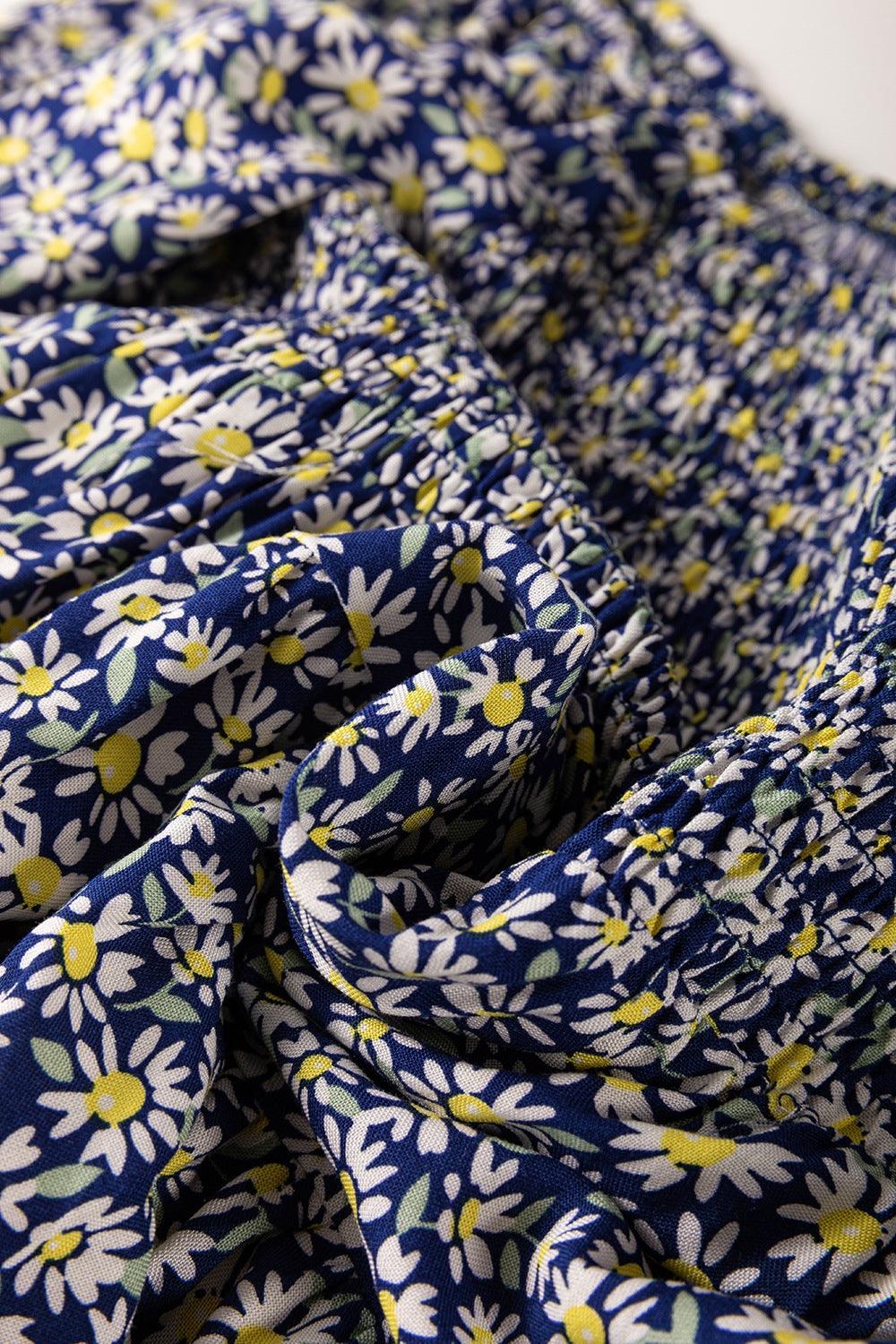 Floral Smocked Square Neck Blouse - Clothes For Her Online Store