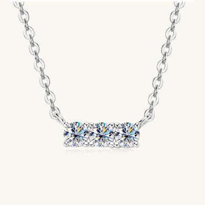 925 Sterling Silver Inlaid Moissanite Bar Necklace - Clothes For Her Online Store