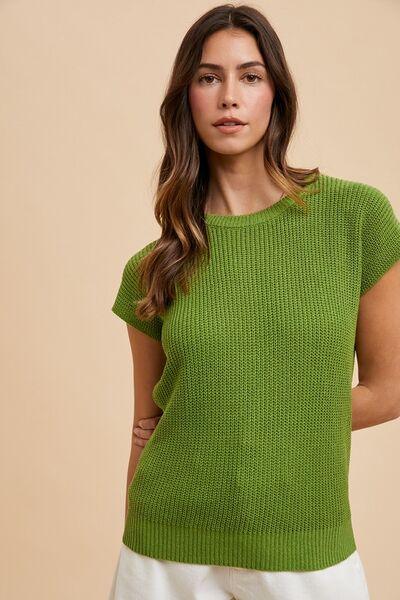 Annie Wear Round Neck Short Sleeve Sweater - Clothes For Her Online Store