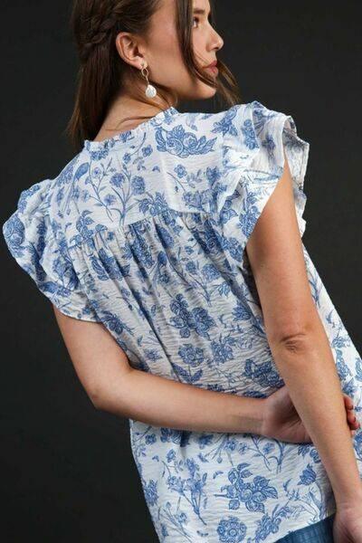 Umgee Full Size Two Tone Boxy Cut Floral Print Plus Size - Clothes For Her Online Store