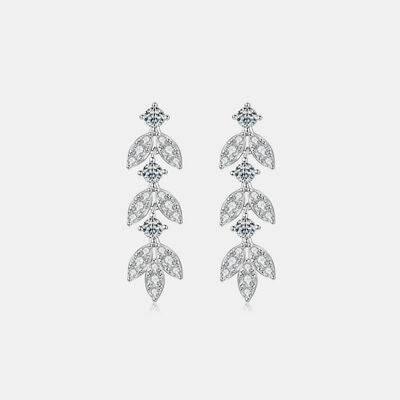 925 Sterling Silver Moissanite Leaf Earrings - Clothes For Her Online Store