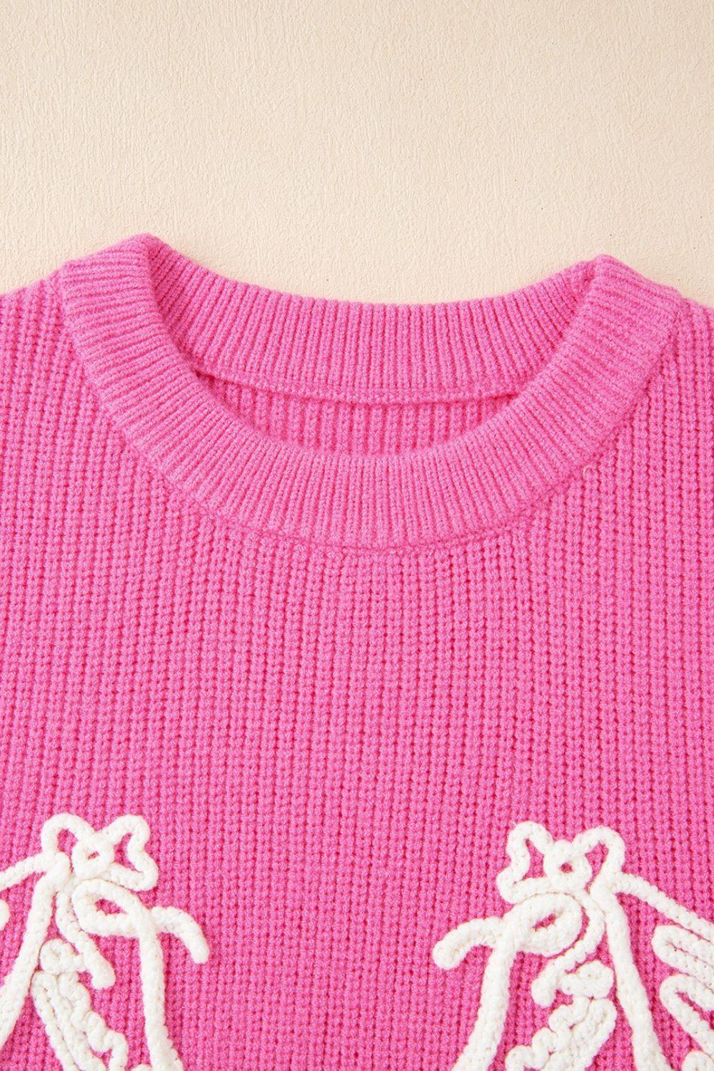 Western Horse Embroidered Round Neck Sweater - Clothes For Her Online Store