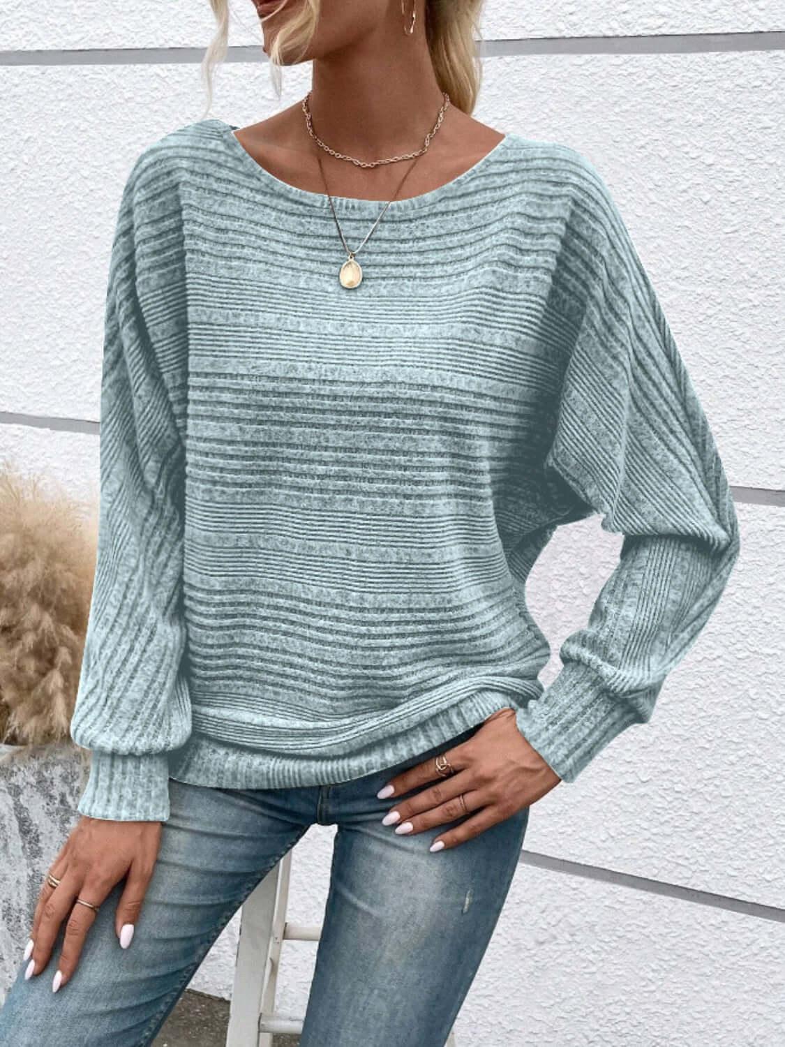 Full Size Round Neck Long Sleeve Top - Clothes For Her Online Store