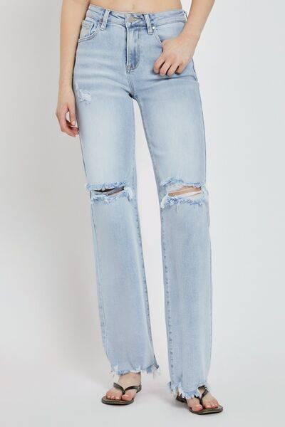 RISEN Full Size High Rise Distressed Wide Leg Jeans - Clothes For Her Online Store