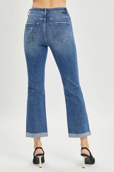 RISEN Full Size Button Fly Cropped Bootcut Jeans - Clothes For Her Online Store