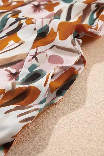 Printed Notched Short Sleeve Mini Dress - Clothes For Her Online Store