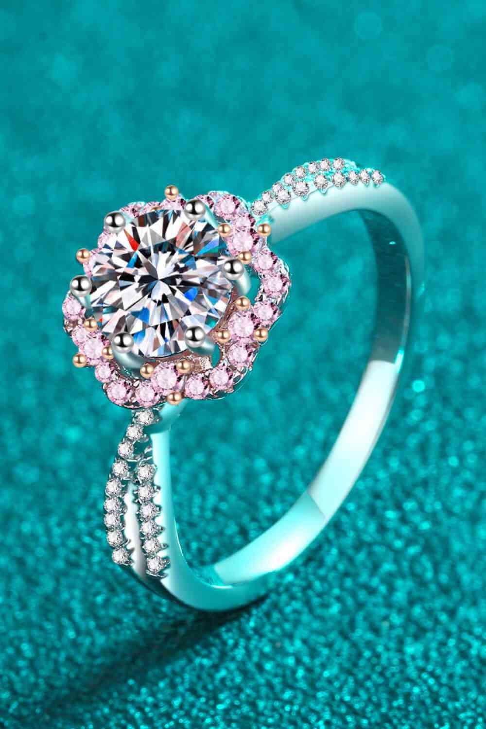 1 Carat Moissanite Flower-Shaped Crisscross Ring - Clothes For Her Online Store