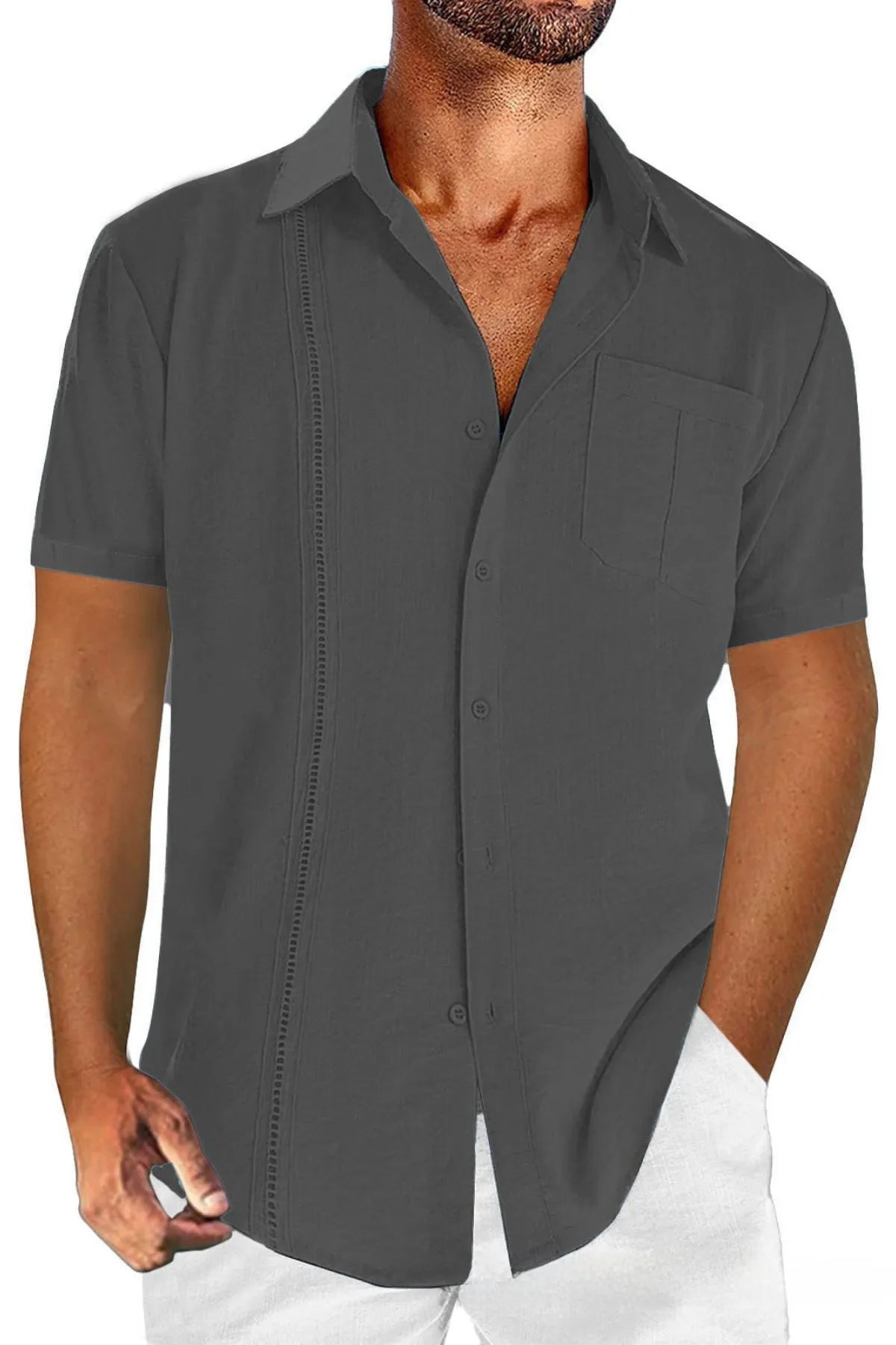 Men's Full Size Casual Short Sleeve Button Down Shirt Plus Size